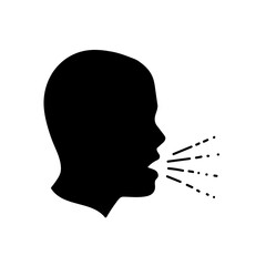 Man coughing black hand drawn icon