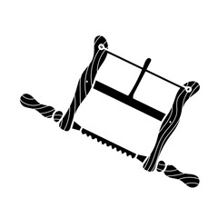 Vintage crosscut saw wood black hand drawn icon