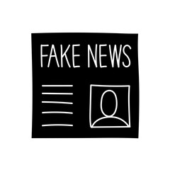 Fake news newspaper black hand drawn icon