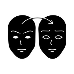 Deep fake icon face swap black hand drawn icon