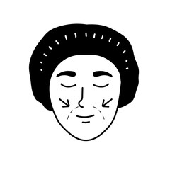 Women beauty face plastic surgery cheeks augmentation black hand drawn icon