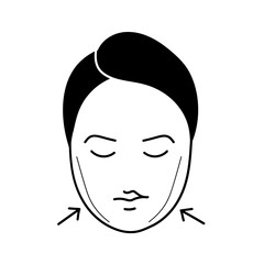 Women beauty face plastic surgery cheeks augmentation black hand drawn icon