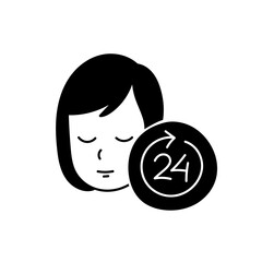 Female beauty icon face skin rejuvenation black hand drawn icon