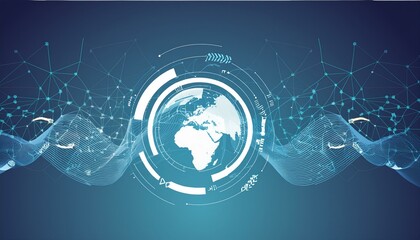 Obraz premium High tech network graph showing global business connections investment flows with digital nodes and links