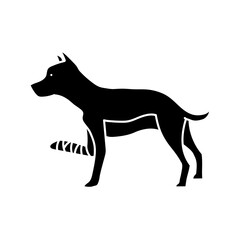 Leg injured dog black hand drawn icon