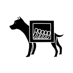 X-ray view of dog skeleton black hand drawn icon