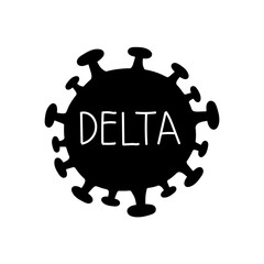 Delta variant coronavirus black hand drawn icon