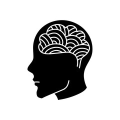 Mental health human brain black hand drawn icon
