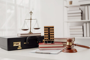 There is real estate auction, legal system, law and justice, real estate house auction concept....
