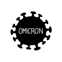 Omicron variant coronavirus black hand drawn icon