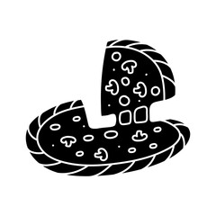 Pizza black hand drawn icon