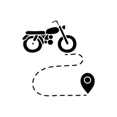 black hand drawn icon map motorcycle route