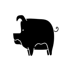 black hand drawn icon pig