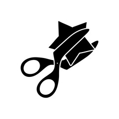 Star cutting scissor black hand drawn icon