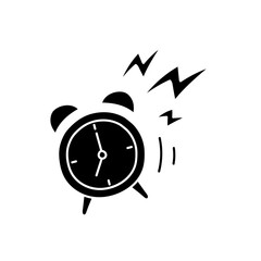 Alarm clock black hand drawn icon