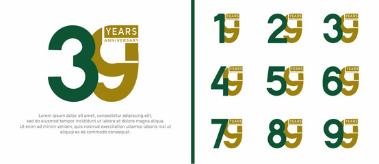 anniversary logo style set with brown and green color can be use for celebration moment