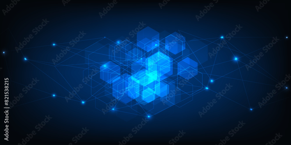 Poster abstract blue digital communication background.digital computer technology concepts.