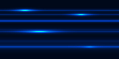Abstract blue beam background with horizontal glowing line.Futuristic glowing motion speed background.Vector illustration.