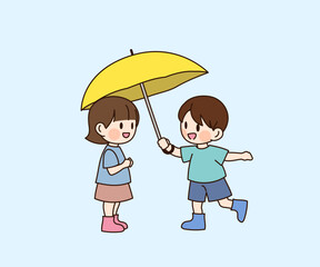 한국의 여름방학 어린이 삽화