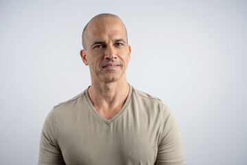 Fototapeta premium Caucasian, Brazilian man, 48 years old, in the studio showing emotions_1.