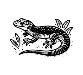  lizard vintage hand drawn vector