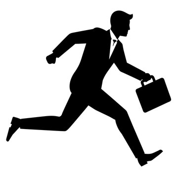 recommend clip art: a professional  business man running fast with briefcase vector silhouette