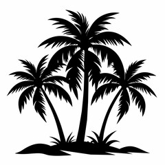 Palm Tree vector silhouette black color illustration