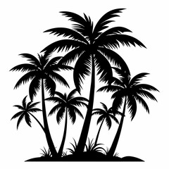 Palm Tree vector silhouette black color illustration