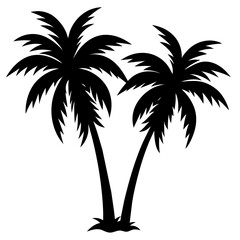 Palm Tree vector silhouette black color illustration