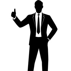 professional Businessman stand with thumb up hand silhouette 