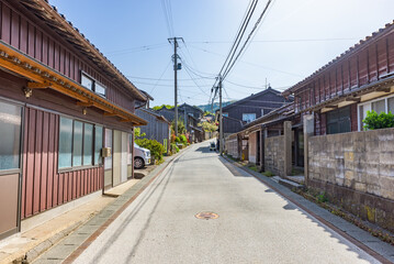 Street view of the Kyomachi dori avenue in the Mine and Mining town of Sado Aikawa, Important Cultural Landscape of Japan.