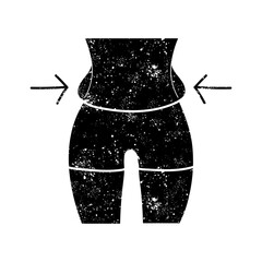 Women beauty face plastic surgery abdominal fat liposuction body contouring black hand drawn icon in grunge look