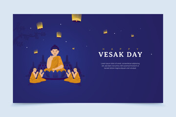 Illustration of Buddha Vesak day on banner design