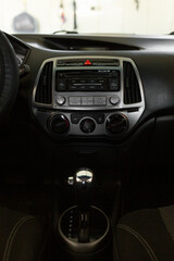 front panel in the car. front panel. the gauge panel of the car. holder for your mobile phone