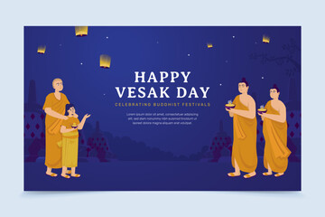 Banner design celebrate of a holy Vesak day for Buddhist festivals