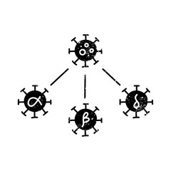 Fototapeta premium Virus mutation concept black hand drawn icon in grunge look