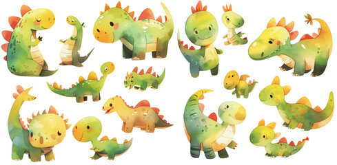 Fototapeta premium cute dino &nbsp;watercolor illustration clipart 