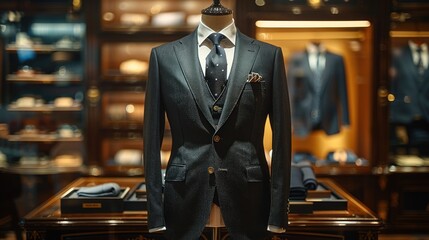 Elegant and luxurious men's suits in clothing stores