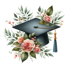 graduation cap and flowers