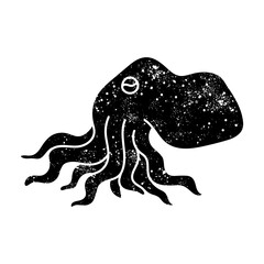 Obraz premium Octopus black hand drawn icon in grunge look