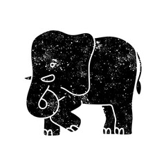 black hand drawn icon in grunge look elephant icon