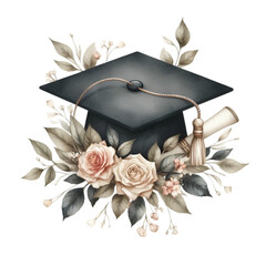 graduation cap and flowers