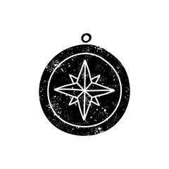 Vintage compass black hand drawn icon in grunge look