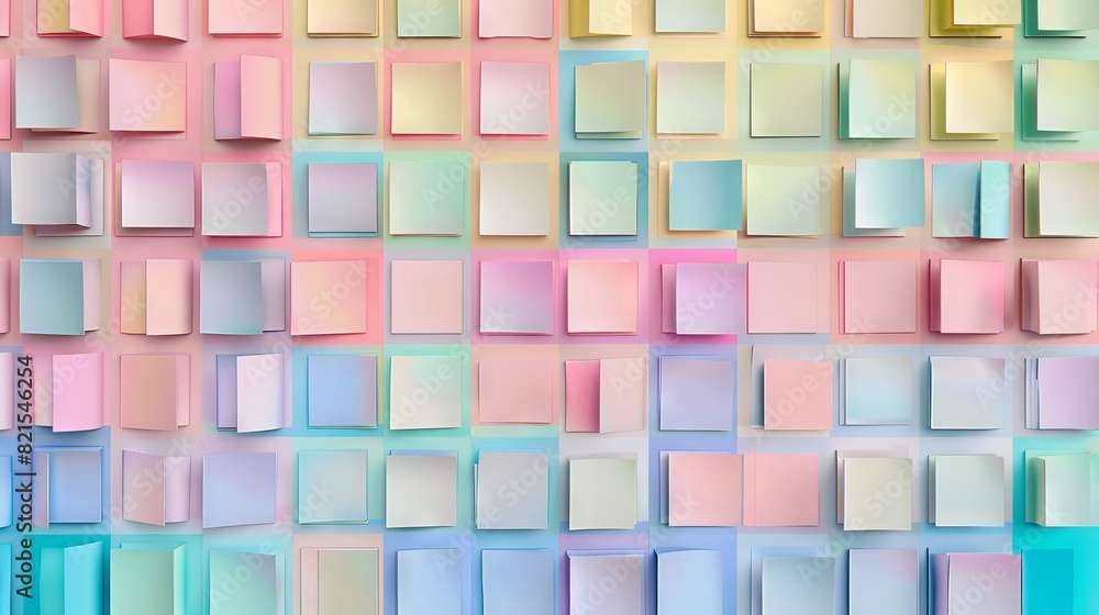 Poster this image features a 3d rendering of a grid of squares with varying pastel colors creating a visual