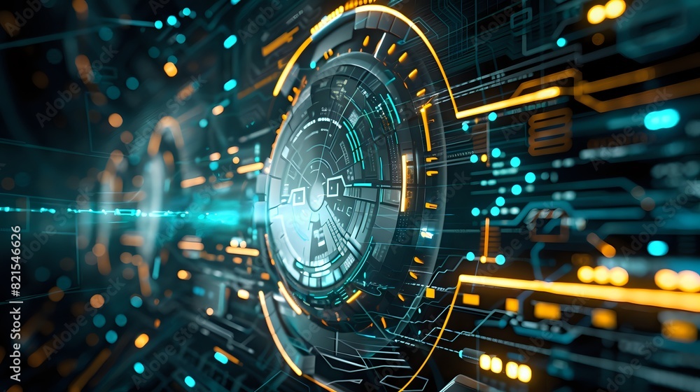 Poster abstract technology background with futuristic hud interface