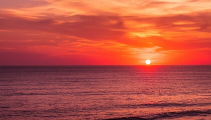 red sunset over the sea; beautiful colors and amazing sunsets