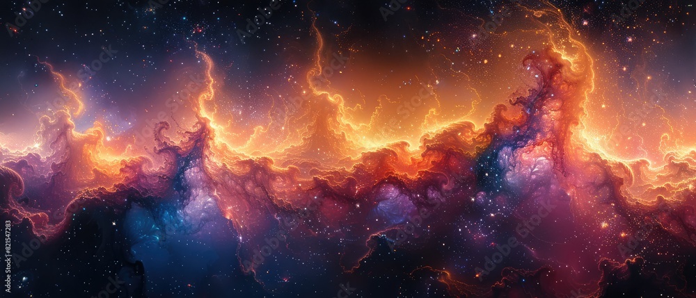 Poster abstract beautiful outer space background. bright nebula in cosmos. magic colorful nebula in realist