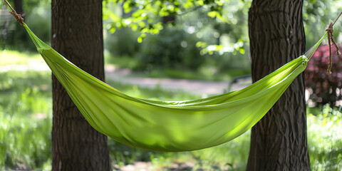 Lime Swing Hammock: This vibrant lime green hammock, gracefully swaying between two trees, beckons you to take a refreshing nap or simply unwind.