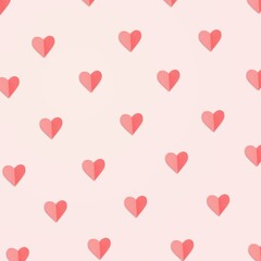 Pink hearts on pastel colored background