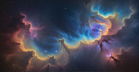 Stellar Mirage: Central Spiral Galaxy Shimmering in Azure Haze
